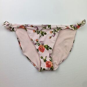Aerie | Pink Floral Rose Ruffle Cheeky Bikini Bottoms L